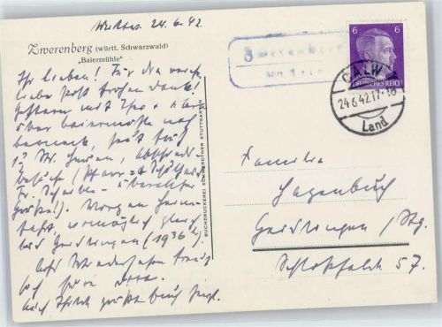 75385 W7264 Zwerenberg , Kr Calw - Landpoststempel, Baiermühle