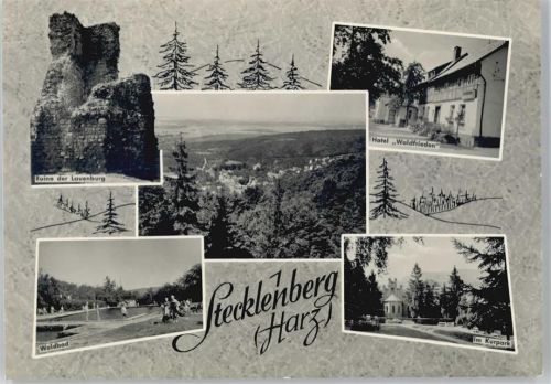 Stecklenberg Ruine, Waldbad, Kurpark, Hotel Waldfrieden, Gesamtansicht