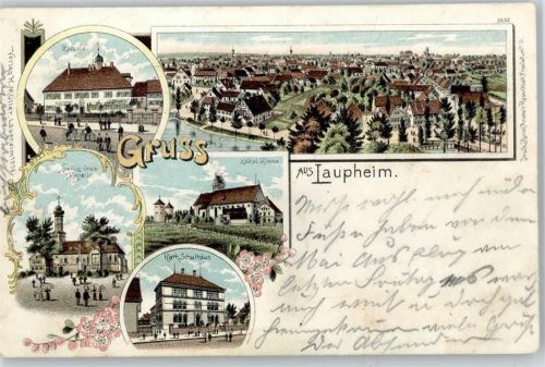 Laupheim Rathaus, Kirche, Schule, Heilig-Kreuz-Kapelle