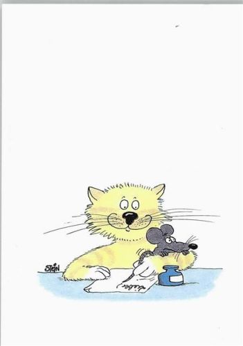 60/23 Künstler sign Ulli Stein Humor Katzen