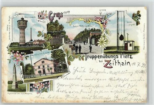 Zeithain 1899 Wasserwerk Kaiser-Wilhelm-Allee Korb-Signal Offiziers-Casino Pyramide Lus Hagers