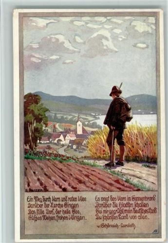 sign Kutzer - Künstlerkarten "Deutsche Art" erste Reihe Nr. 2 Bund für Wanderpflege