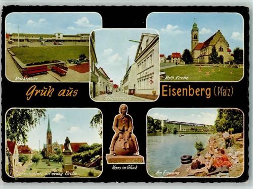 Eisenberg Marktplatz Kath. Kirche Freiheitsplatz Ev. Kirche Am Eiswoog Hans im Glück Hauptstraße