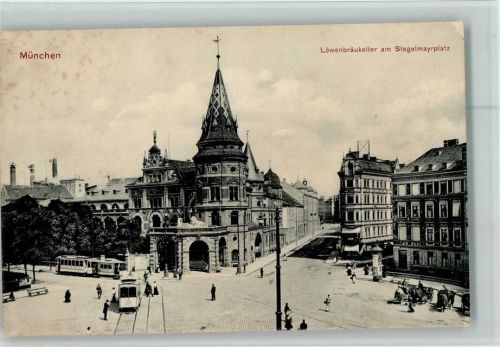 München Löwenbräukeller am Stegelmayrplatz Straßenbahnen Litfaßsäule