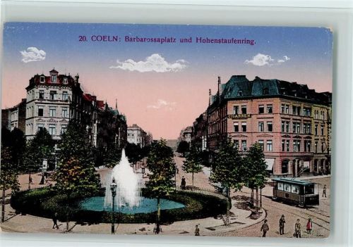 Köln Stadt Barbarossaplatz Springbrunnen Straßenbahn