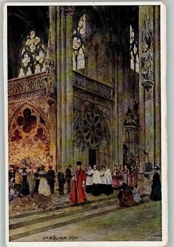 1921 - Im Kölner Dom - Aquarell von Karl Rüdell - Kölner Künstlerkarten