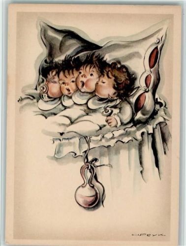 1939 nr. 728 sign Hilla Peyk - Babys mit Schnuller AK