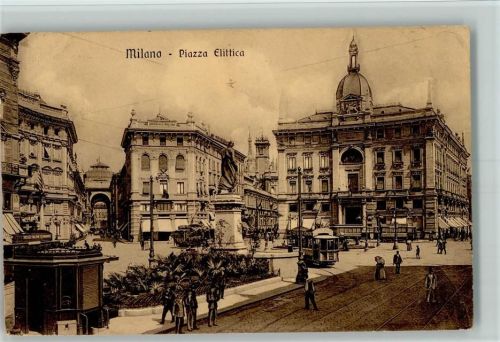 Milano Piazza Elittica - Strtaßenbahnen 1912 AK