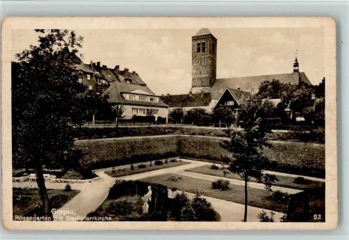 Glogau Rosengarten mit Stadtpfarrkirche