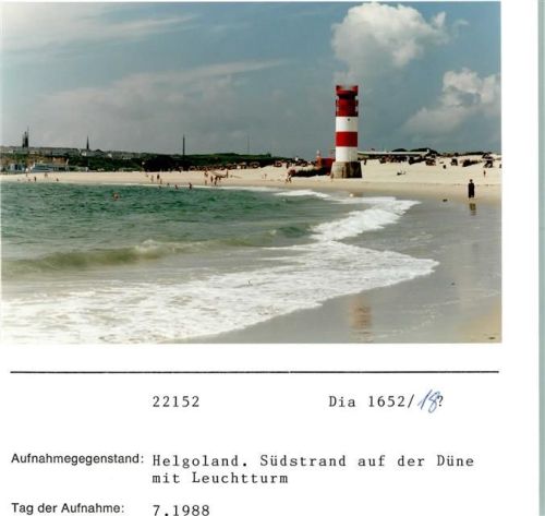 Helgoland Südstrand Düne Leuchtturm Foto montiert auf Karton