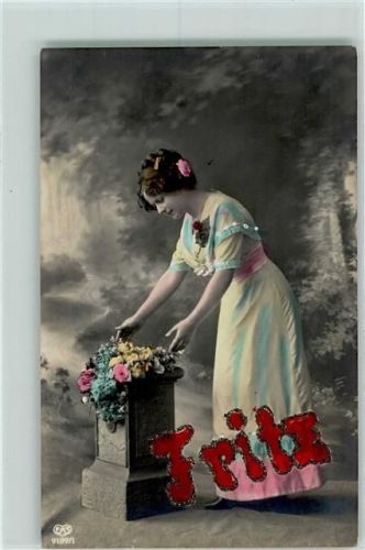 1914 Verlag EAS Serie 9189-1 Frau handcoloriert AK mit Glimmerauflage