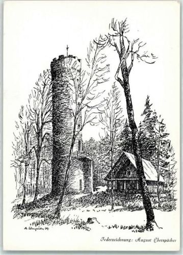 Biedenkopf Aussichtsturm und Schutzhütte des Oberhesischen Gebirgsvereins auf der Sackpfeife sign Eberspächer August