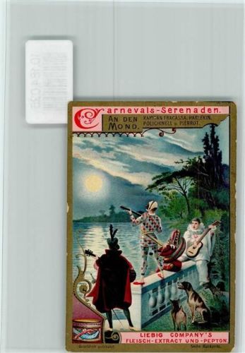 Carnevals Serenaden an den Mond - Pierrot, Harlekin, Sammelbild Liebig Karneval