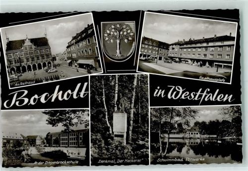 Bocholt Am Rathaus Gasthausplatz An der Diepenbrockschule Denkmal Der MEckerer Schwimmbad Tonwerke Rückseite mit Abschürfungen bzw Kleberesten