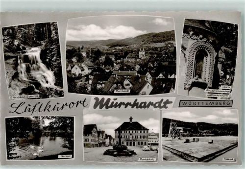 Murrhardt Hörschbach-Wasserfall Fenster der spätromanischen Walterichskapelle Feuersee Marktplatz Freibad Rückseite mit Abschürfungen bzw Kleberesten