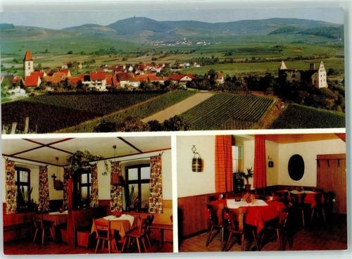 Burkheim Rückseite mit Abschürfungen und Kleberesten Gasthaus Pension Kreuz-Post Inh. E. Gehr