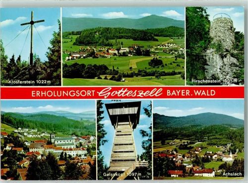 Gotteszell Rückseite mit Abschürfungen bzw Kleberesten Hirschenstein Geisskopf Klosterstein