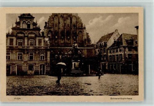 Riga 1918 Schwarzhäupterhaus AK