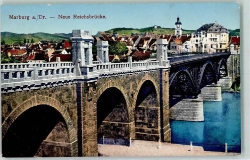 Maribor 1918 Neue Reichsbrücke AK