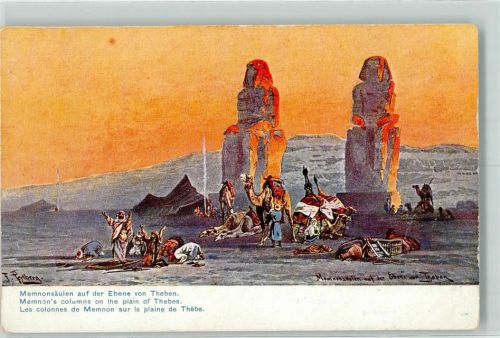 Theben sign. Perlberg Memnonsäulen Karawane, Serie 672 Ägypten 1 Nr. 6
