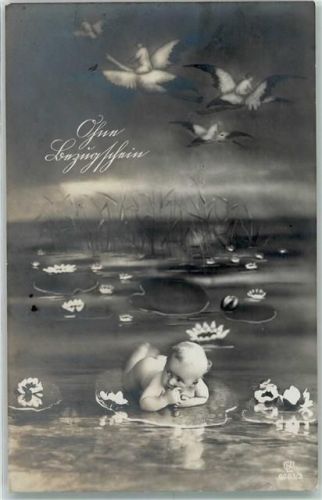 1915 Störche Baby "Ohne Bezugsschein" WK I