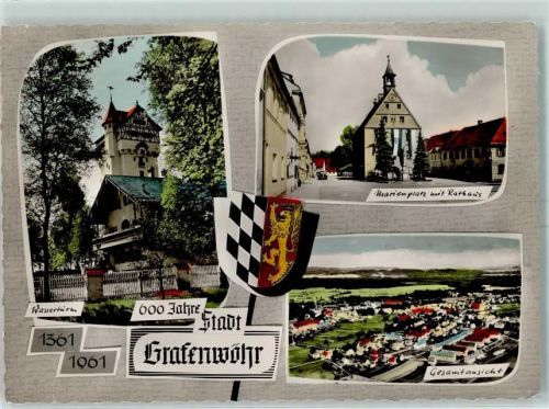 Grafenwöhr Marienplatz Rathaus Wasserturm Stadtwappen 600 Jahre Stadtjubiläum