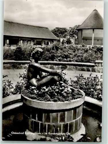 Kühlungsborn Rückseite mit Abschürfungen bzw Kleberesten Statue im Konzertgarten Ost