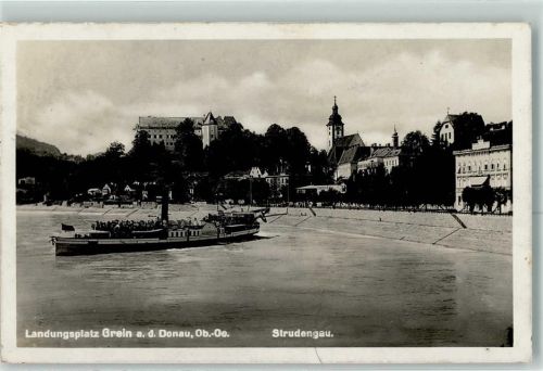 Grein 1934 Dampfschiff Landungsplatz Kirche