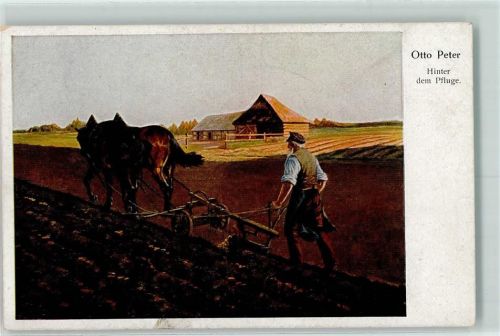 Landwirtschaft Pflug sign. Otto Peter