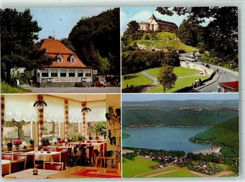 Waldeck Gasthaus Seeblick Innenansicht Schloß Waldeck Edersee-Sperrmauer