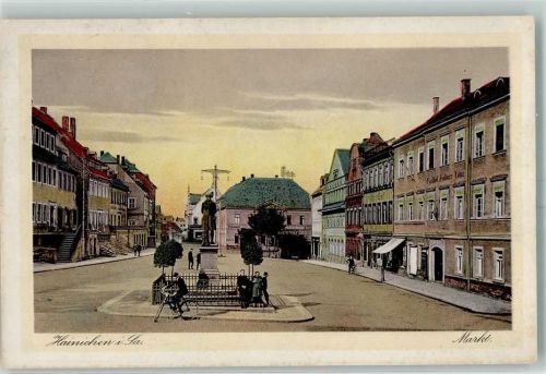 Hainichen Marktplatz Gellert-Denkmal Radfahrer