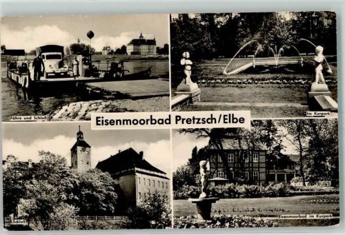 Pretzsch Fähre Schloß Kurpark Eisenmoorbad Skulptur Springbrunnen