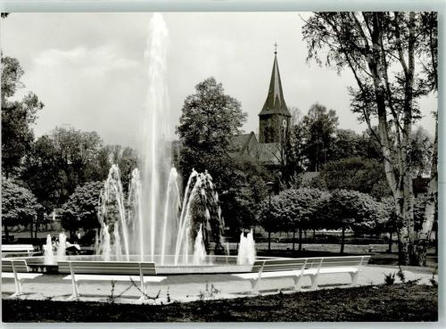 Marktredwitz Stadtpark Wasserfontäne Birke Kirchturm