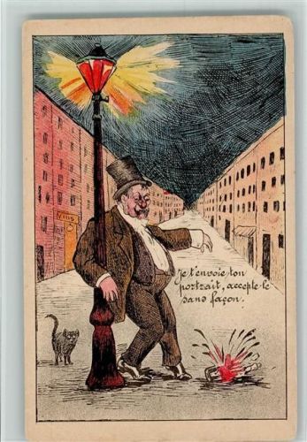 1915 hält sich an der Laterne fest - Französische AK