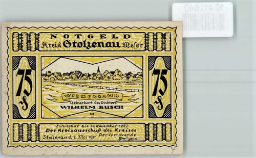 Stolzenau Notgeld Wiedensahl Geburtsort von W. Busch