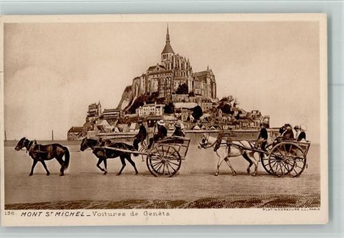 Le Mont-Saint-Michel Voitures de Genets - Kutschen mit Touristen ca 1917 AK