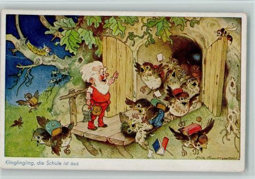 Serie 1511-2 Verlag Oppel & Hess - Vogelschule, Zwerg - Einknick