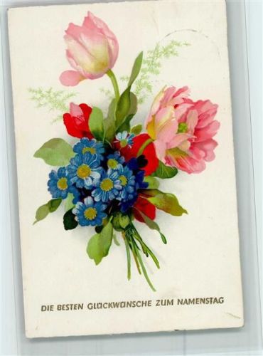 1940 Namenstag - Blumenstrauß AK