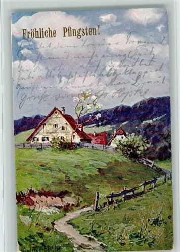 1902 Pfingsten - Dorfidylle AK