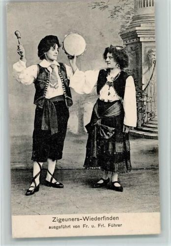 Zigeuners Wiederfinden - Trachten, Tamburin , Musik AK