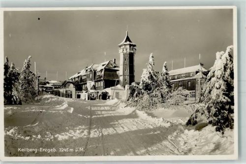 Klinovec Kaiser Franz-Josef-Aussichtsturm Hotel Keilberg Winter Hotelstempel