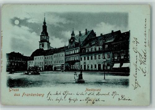 Frankenberg 1899 Marktplatz Mondschein