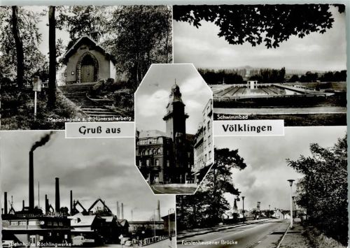 Völklingen Bahnhof und Röchlingswerke , Schwimmbad AK