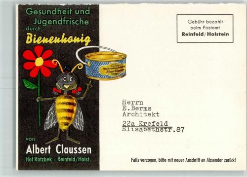Reinfeld Biene Biehnenhonig Blume Honigversand Hof Ratzbek Werbung