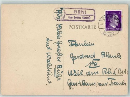 Grießen Landpoststempel Bühl