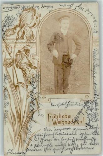 Weihnachten Kind Spazierstock Fotomontage 1904 Privatfoto AK