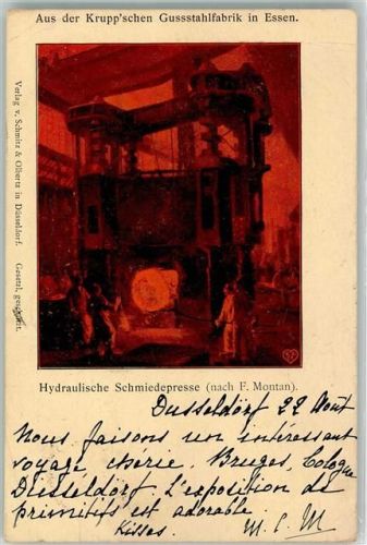 Essen 1902 Gussstahlfabrik Hydraulische Schmiedepresse nach F. Montan
