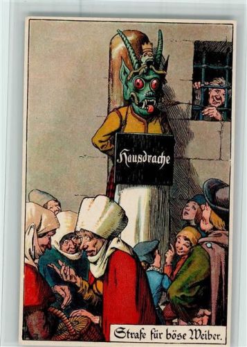 für böse Weiber - gute Erhaltung AK Verlag Nister Strafe