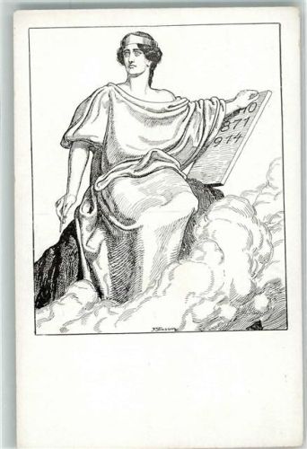 sign. Stassen F. Spende Kinder-Volksküchen WK I Frau mit einer Steintafel: Kriege 1810, 1871 und 1914 Allegorie