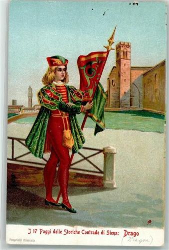 53100 Siena Lithographie Paggi delle storiche Contrade